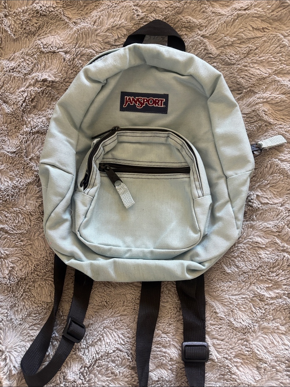 Jansport Vintage Light Blue Mini Backpack with Black Straps